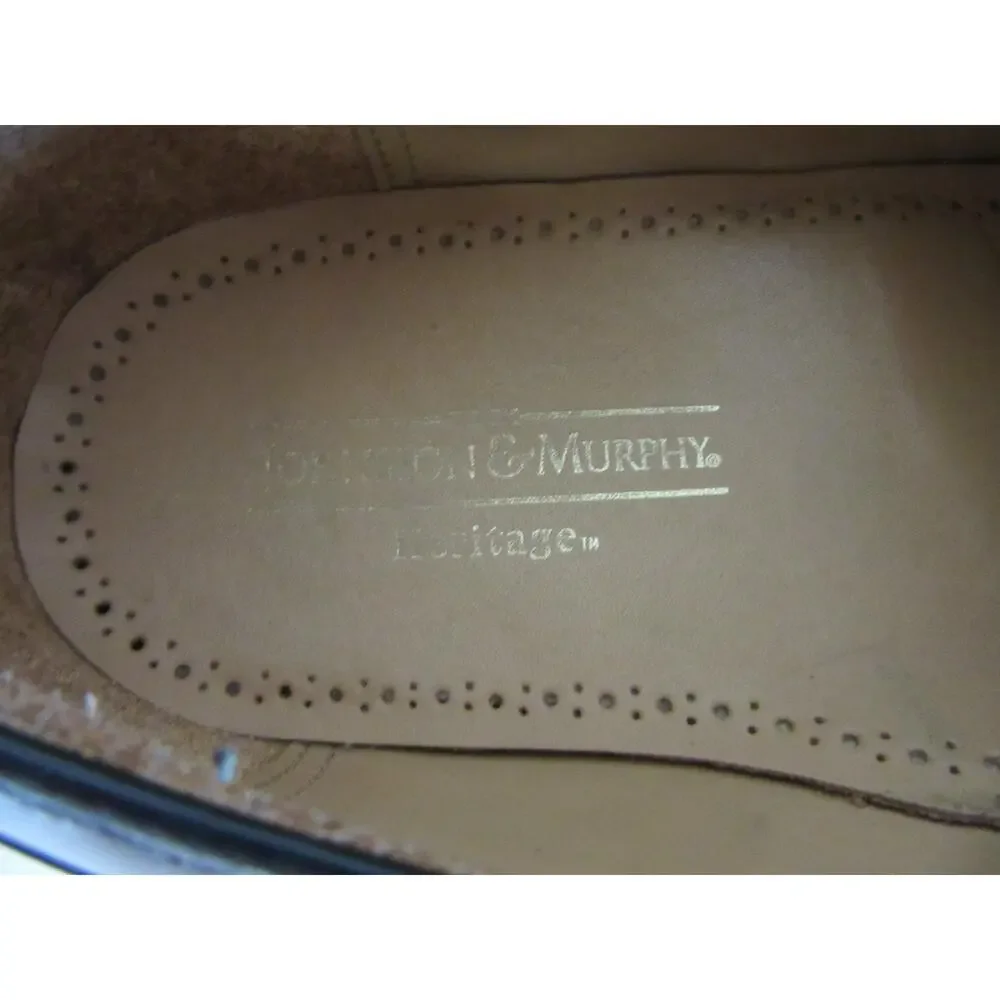 JOHNSTON & MURPHY Heritage Men's 9 Dark Brown Leather Wingtip Tassel Loafer USA